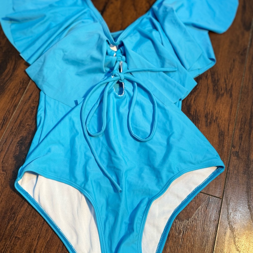 Blue Ruffled Women's Swimsuit